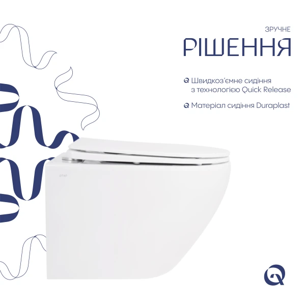 Унітаз підвісний Qtap Robin Mew безобідковий з сидінням Soft-close QT13332381АSW - 3 фото