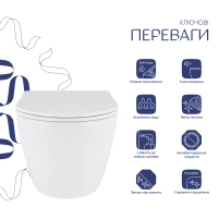 Унитаз подвесной Qtap Robin New безободковый с сиденьем Soft-close QT13332381АSW - 2 фото