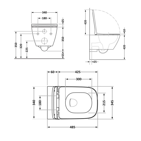 Унітаз підвісний Qtap Gemini безободковий з сидінням Soft-close QT2533076EUQMB - 1 фото
