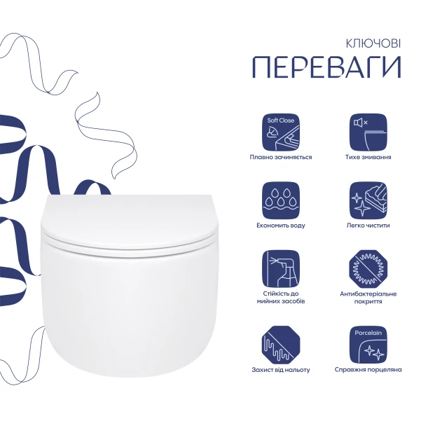 Унитаз подвесной Qtap Taurus безободковый с сиденьем Soft-close QT2433084EUQW - 2 фото
