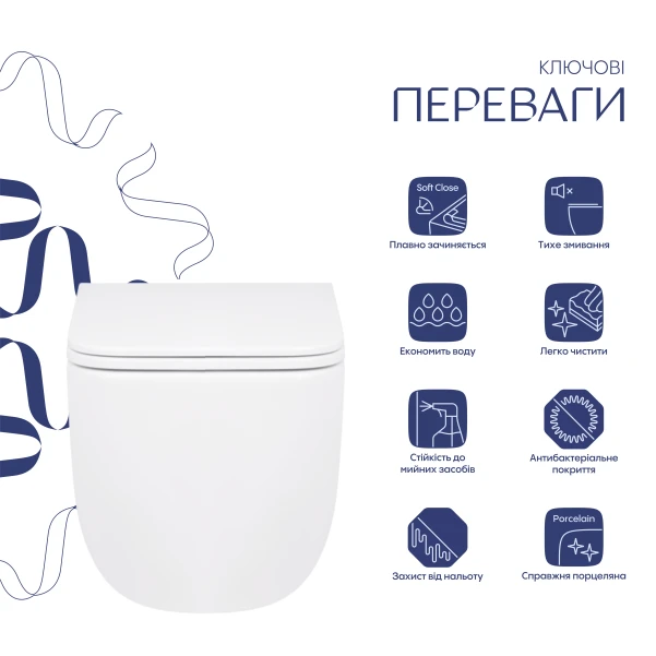 Унітаз підвісний Qtap Jay безобідковий з сідінням Soft-close QT07335175W - 2 фото
