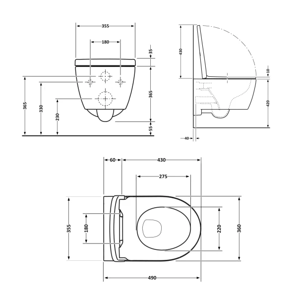 Унітаз підвісний Qtap Taurus безободковий з сидінням Soft-close QT2433084EUQW - 1 фото