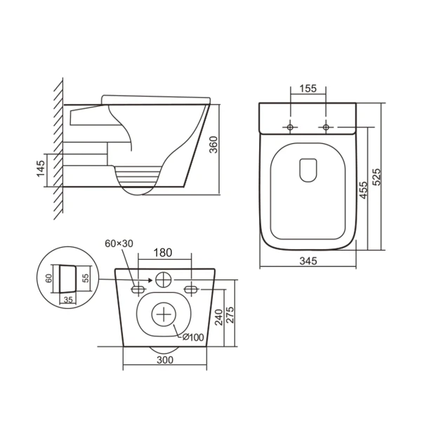 Унітаз підвісний Qtap Tern із сидінням Soft-close QT17332303ASW - 1 фото