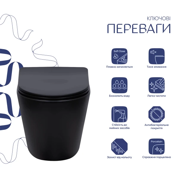 Унітаз підвісний Qtap Scorpio безободковий Ultra Quiet з сидінням Soft-close QT14332380ASW - 2 фото
