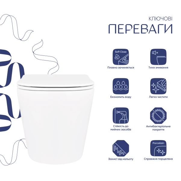 Унитаз подвесной Qtap Scorpio безободковый Ultra Quiet с сиденьем Soft-close QT14332380ASW - 2 фото
