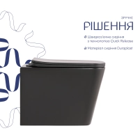 Унитаз подвесной Tern Ultra Quiet 490×365×325 мм, Anthracite, с сиденьем Slim Duroplast / Soft-close / Quick Release QT17332303ASAN Qtap - 3 фото