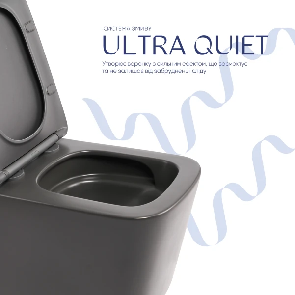 Унитаз подвесной Tern Ultra Quiet 490×365×325 мм, Anthracite, с сиденьем Slim Duroplast / Soft-close / Quick Release QT17332303ASAN Qtap - 4 фото