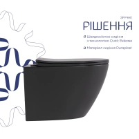 Унитаз подвесной Robin Ultra Quiet 490×365×325 мм, Anthracite, с сиденьем Slim Duroplast / Soft-close / Quick Release QT13332381АSAN Qtap - 3 фото