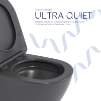 Унитаз подвесной Robin Ultra Quiet 490×365×325 мм, Anthracite, с сиденьем Slim Duroplast / Soft-close / Quick Release QT13332381АSAN Qtap - 4 фото