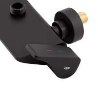 Душевая система универсальная Qtap Sloup на три потребителя (с изливом) c полочкой QTSL51105OGB Black Matt - 3 фото