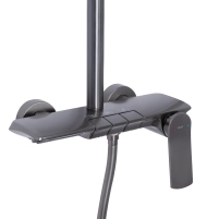 Душова система універсальна Qtap Slavonice на три споживача (з виливом) QTSLA111GMB45910 Gunmetal Black PVD - 2 фото