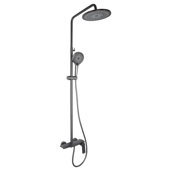 Душова система універсальна Qtap Slavonice на три споживача (з виливом) QTSLA111GMB45910 Gunmetal Black PVD