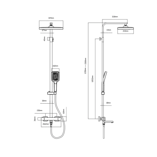 Душова система універсальна Qtap Swan Cascada на три споживача (з виливом) QTSWA111CRW45570 Chrome/White - 1 фото