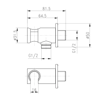 Подключение с держателем для шланга Qtap Spojeni округлое QTCRMBH030 Chrome - 1 фото