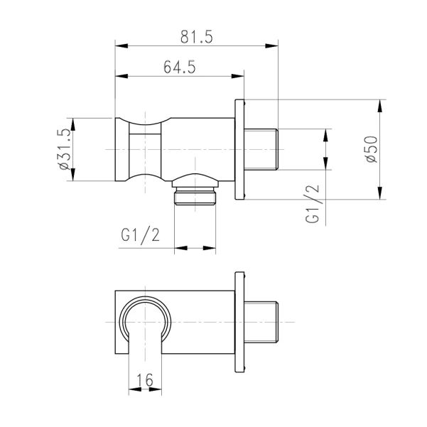 Подключение с держателем для шланга Qtap Spojeni округлое QTCRMBH030 Chrome - 1 фото