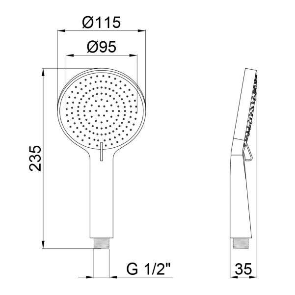 Лейка для ручного душа Qtap Rucni 115 мм округлая QTRUCA116O3PBB Black Matt - 1 фото