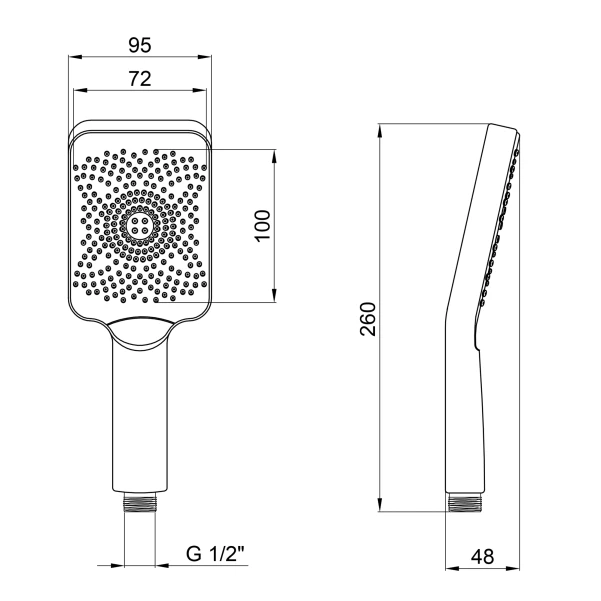Qtap Rucni Лейка для ручного душа 145x90 мм прямоугольная QTRUCA145S1GRP Graphite - 1 фото