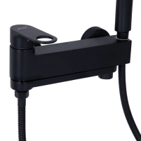 Смеситель для ванны Qtap Jay с поворотным изливом (c душевым гарнитуром) QTJAY260BLM45548 Black Matt - 4 фото