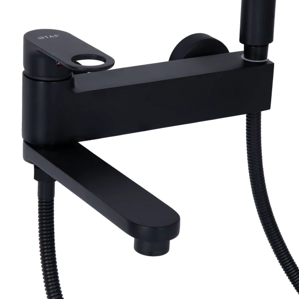 Смеситель для ванны Qtap Jay с поворотным изливом (c душевым гарнитуром) QTJAY260BLM45548 Black Matt - 3 фото