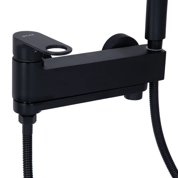 Смеситель для ванны Qtap Jay с поворотным изливом (c душевым гарнитуром) QTJAY260BLM45548 Black Matt - 4 фото