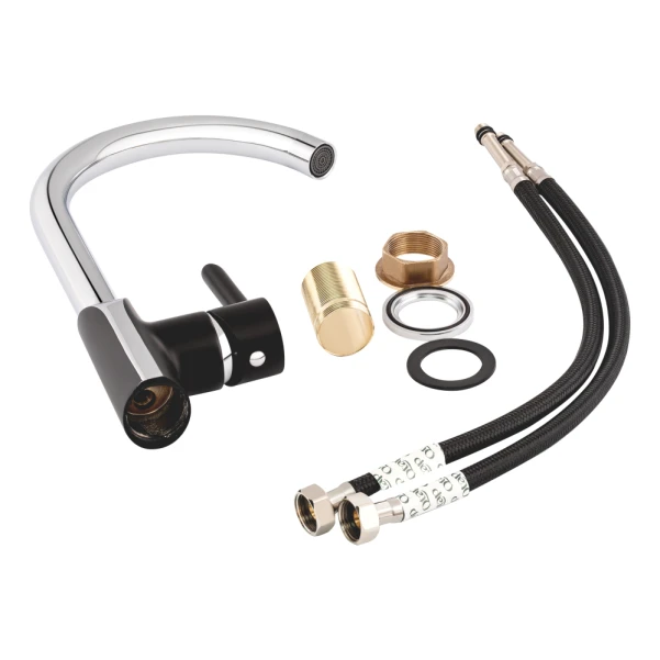 Смеситель для кухни Qtap Grand QTGRABCR007F Chrome/Black - 6 фото