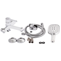 Смеситель для ванны Qtap Grand (c душевым гарнитуром) QTGRAWCR006 Chrome/White - 6 фото