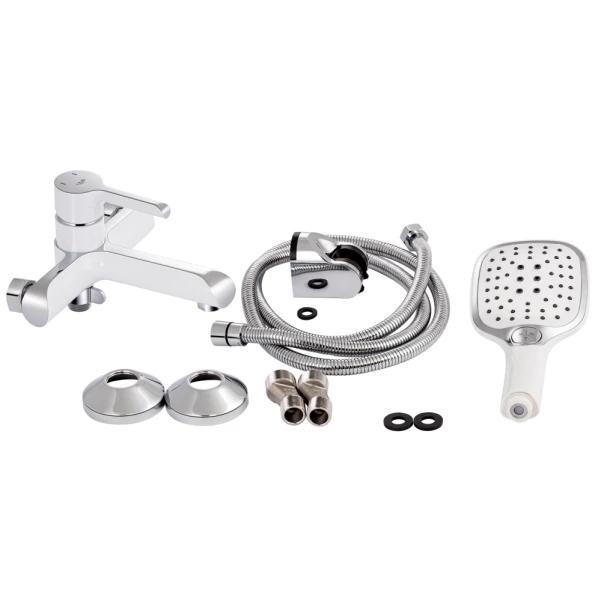 Смеситель для ванны Qtap Grand (c душевым гарнитуром) QTGRAWCR006 Chrome/White - 6 фото