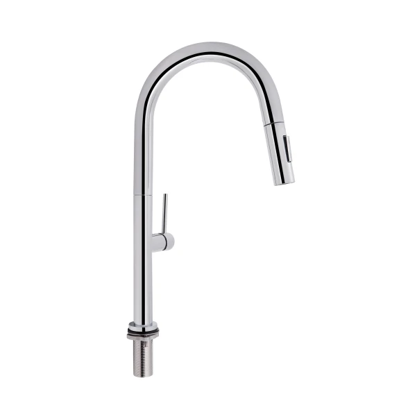 Змішувач для кухні Qtap Lenicka з висувним виливом QTLEN9138103UN Brushed Nickel PVD