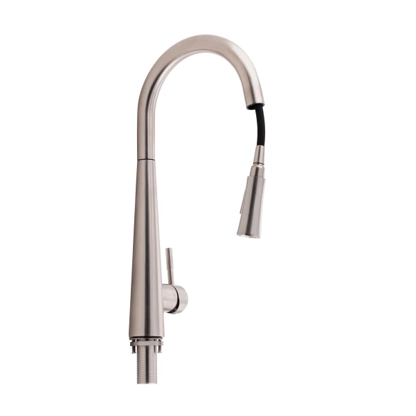 Смеситель для кухни Qtap Evicka с выдвижным изливом QTEVI91103UN Brushed Nickel PVD - 2 фото