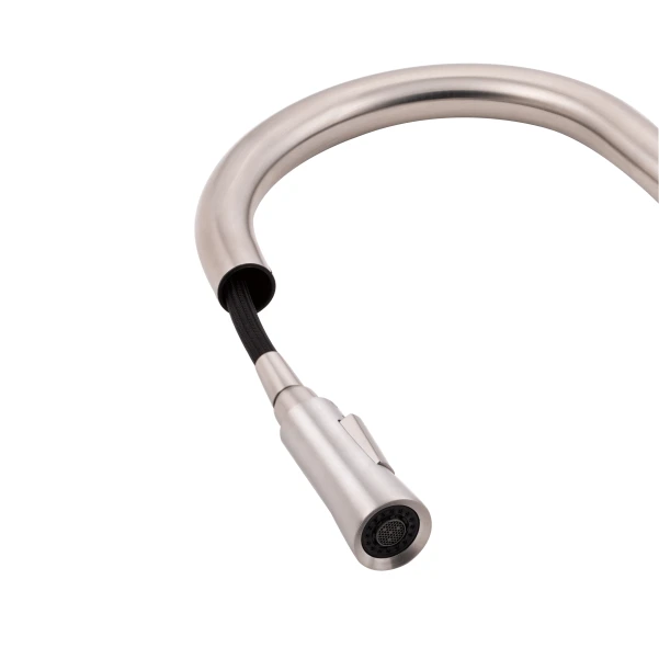 Смеситель для кухни Qtap Evicka с выдвижным изливом QTEVI91103UN Brushed Nickel PVD - 6 фото