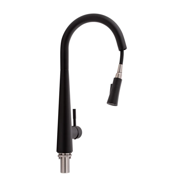 Смеситель для кухни Qtap Evicka с выдвижным изливом QTEVI9135103UB Black Matt - 2 фото