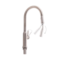 Смеситель для кухни Qtap Baruska с выдвижным изливом QTBAR9137103UN Brushed Nickel PVD - 2 фото