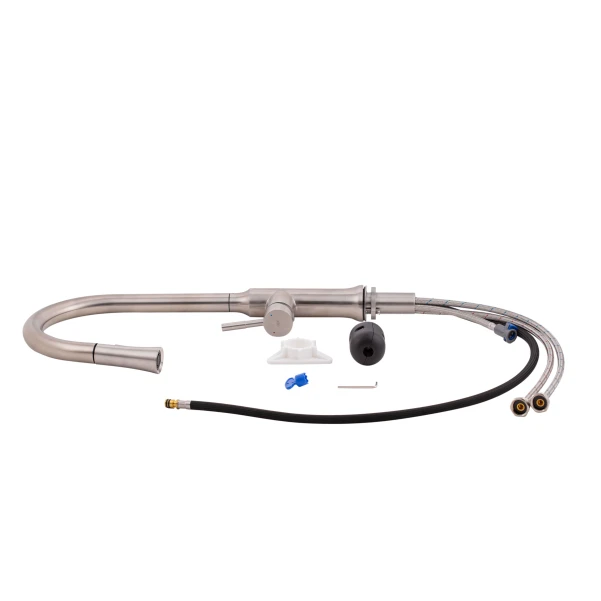 Смеситель для кухни Qtap Baruska с выдвижным изливом QTBAR9137103UN Brushed Nickel PVD - 4 фото
