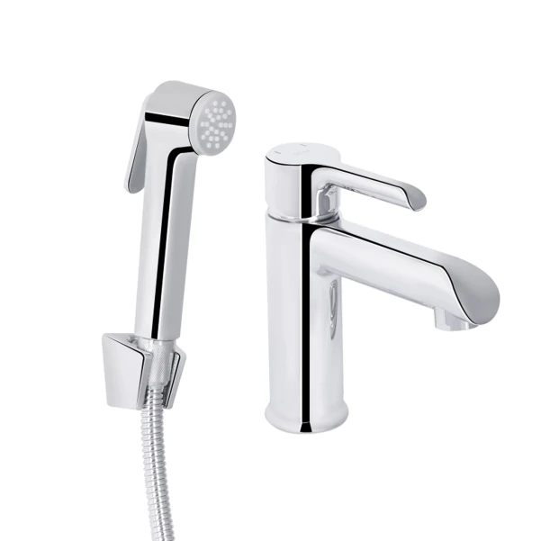 Змішувач для раковини Qtap Grand (з гігієнічним душем) QTGRA272CRW45671 Chrome/White