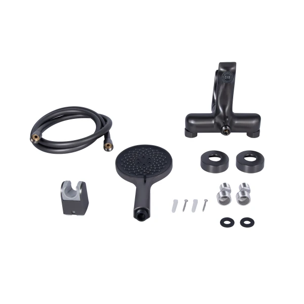 Смеситель для ванны Qtap Vlasta New (c душевым гарнитуром) QTVLA259GMB45643 Gunmetal Black PVD - 6 фото