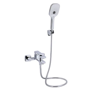 Змішувач для ванни Qtap Gemini (з душовим гарнітуром) QTGEM259CRW45683 Chrome/White