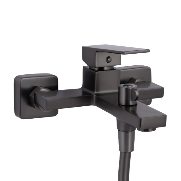 Смеситель для ванны Qtap Gemini (c душевым гарнитуром) QTGEM259GMB45684 Gunmetal Black PVD - 2 фото