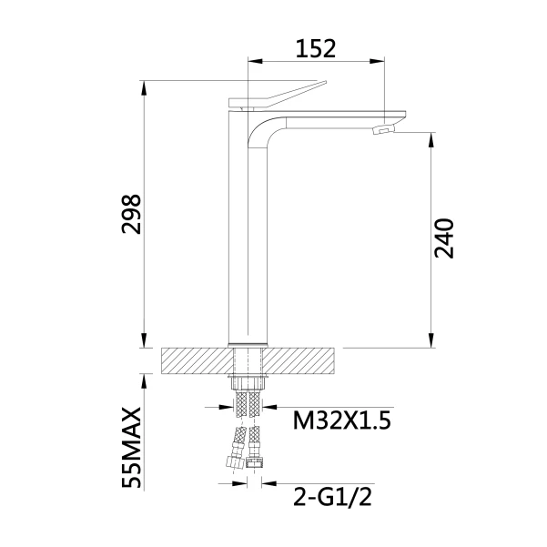 Змішувач для раковини Qtap Presto високий QTPRE269GRP45582 Graphite - 1 фото