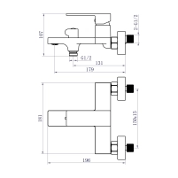 Змішувач для ванни Qtap Gemini (з душовим гарнітуром) QTGEM259GMB45684 Gunmetal Black PVD - 1 фото