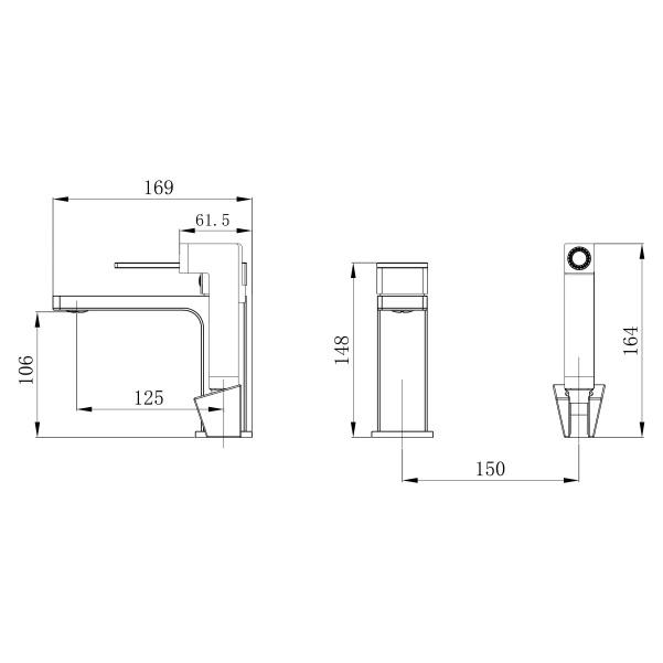 Змішувач для раковини Qtap Gemini QTGEM270BLM45674 Black Matt - 1 фото