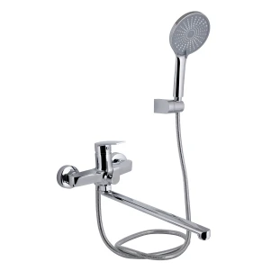 Змішувач для ванни Qtap Swan Cascada з поворотним виливом (з душовим гарнітуром) QTSWA260CRM45565 Chrome