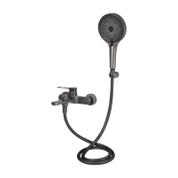 Смеситель для ванны Qtap Slavonice (c душевым гарнитуром) QTSLV259GMB48035 Gunmetal Black PVD - 2 фото