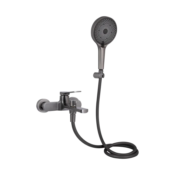 Смеситель для ванны Qtap Slavonice (c душевым гарнитуром) QTSLV259GMB48035 Gunmetal Black PVD