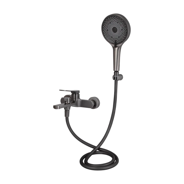 Смеситель для ванны Qtap Slavonice (c душевым гарнитуром) QTSLV259GMB48035 Gunmetal Black PVD - 2 фото