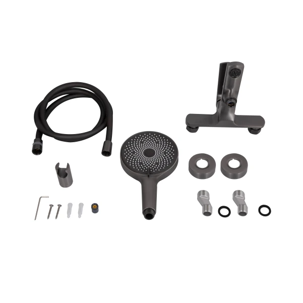 Смеситель для ванны Qtap Slavonice (c душевым гарнитуром) QTSLV259GMB48035 Gunmetal Black PVD - 6 фото