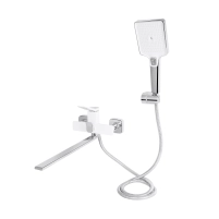 Смеситель для ванны Qtap Presto с длинным поворотным изливом (c душевым гарнитуром) QTPRE2601CRW45578 Chrome/White - 2 фото
