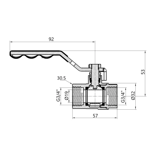 Кран кульовий Thermo Alliance Standart 3/4" ВР для газу (важіль) SD600NG20PN40 - 1 фото