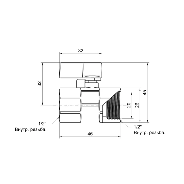 Кран шаровой "мини" Thermo Alliance Forte 1/2" ВР SF265W15 - 1 фото