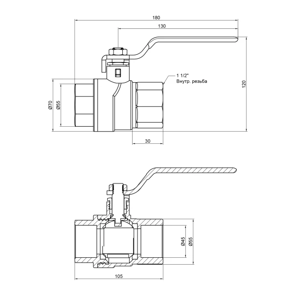 Кран шаровой Thermo Alliance Forte 1 1/2" ВР для воды (ручка) SF600W40 - 1 фото