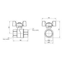 Кран шаровой Thermo Alliance Forte 1" ВР для газа (бабочка) SF602G25 - 1 фото